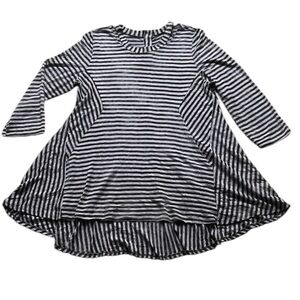 IC by Connie K Striped Black and Gray High-Low Lagenlook Tunic Top Size Large